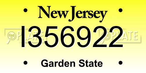 I356922 New Jersey License Plate