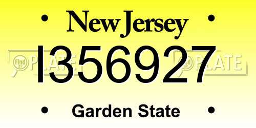 I356927 New Jersey License Plate