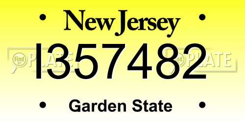 I357482 New Jersey License Plate