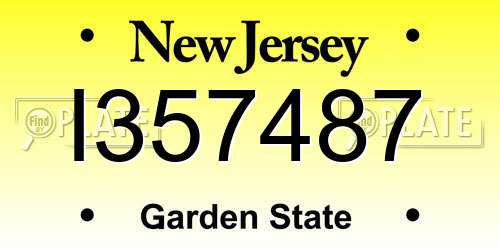 I357487 New Jersey License Plate