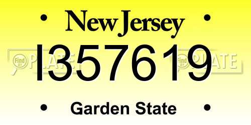 I357619 New Jersey License Plate