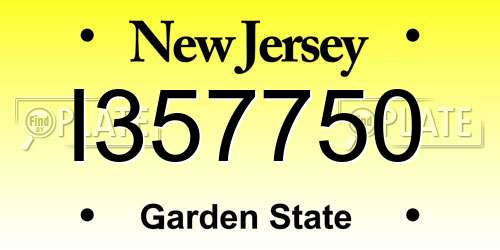 I357750 New Jersey License Plate