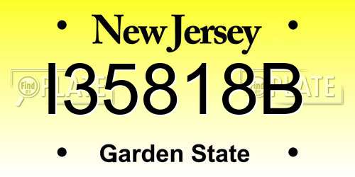 I35818B New Jersey License Plate