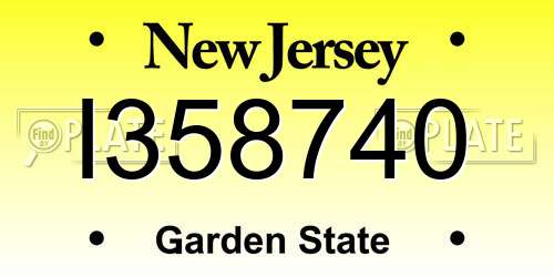 I358740 New Jersey License Plate