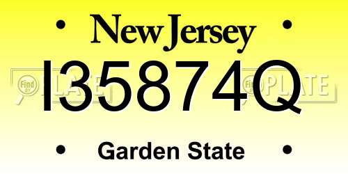 I35874Q New Jersey License Plate
