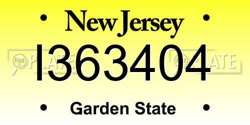 I363404 New Jersey License Plate