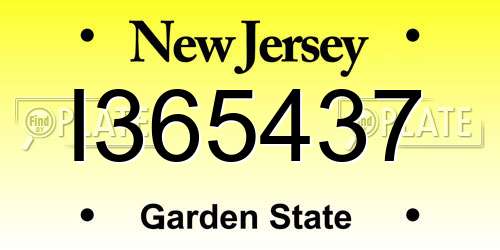 I365437 New Jersey License Plate