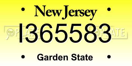 I365583 New Jersey License Plate