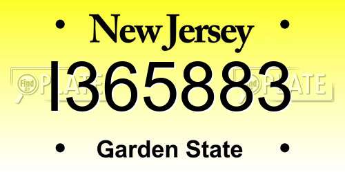I365883 New Jersey License Plate