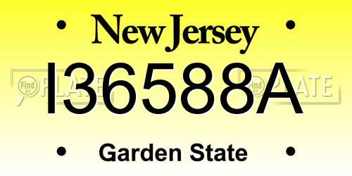 I36588A New Jersey License Plate