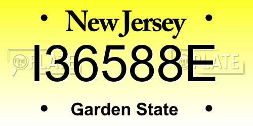 I36588E New Jersey License Plate