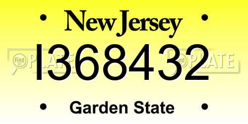I368432 New Jersey License Plate