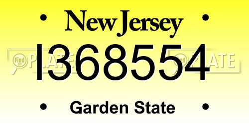 I368554 New Jersey License Plate