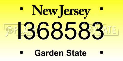 I368583 New Jersey License Plate