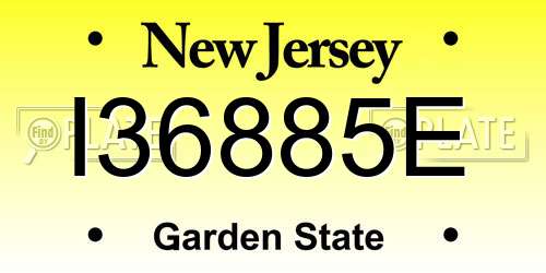 I36885E New Jersey License Plate