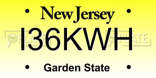 I36KWH New Jersey License Plate
