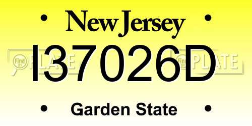 I37026D New Jersey License Plate
