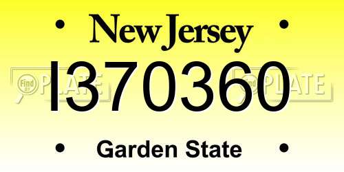 I370360 New Jersey License Plate