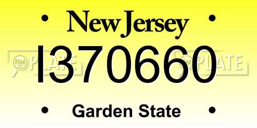 I370660 New Jersey License Plate