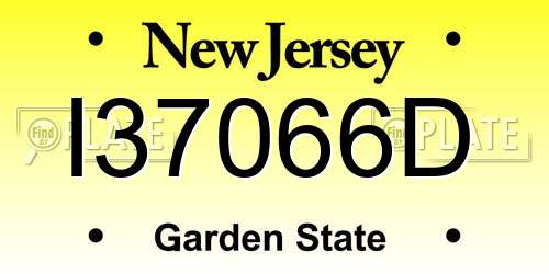 I37066D New Jersey License Plate