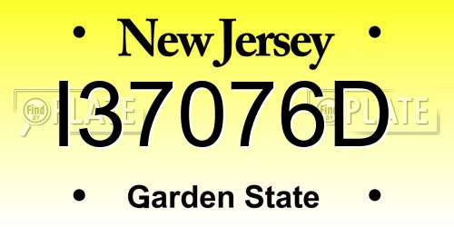 I37076D New Jersey License Plate