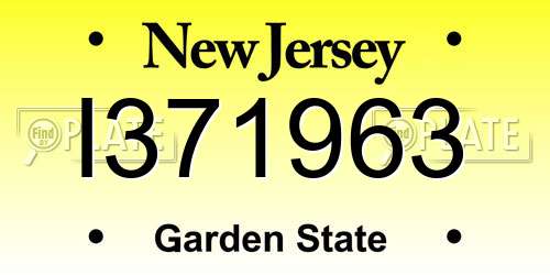 I371963 New Jersey License Plate