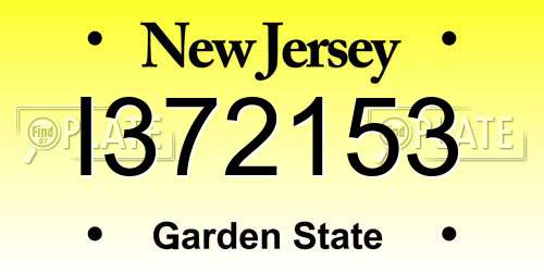 I372153 New Jersey License Plate