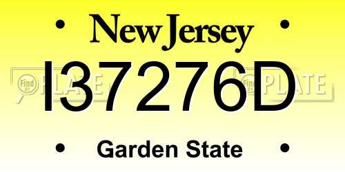 I37276D New Jersey License Plate