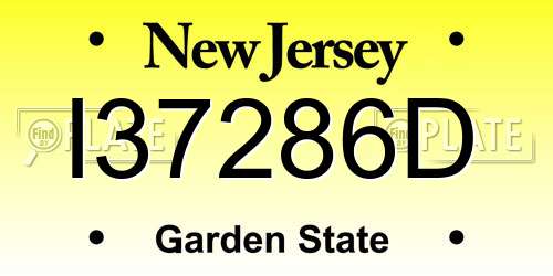 I37286D New Jersey License Plate