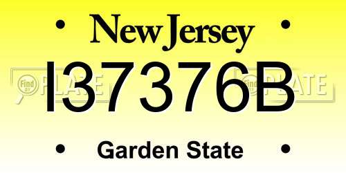 I37376B New Jersey License Plate