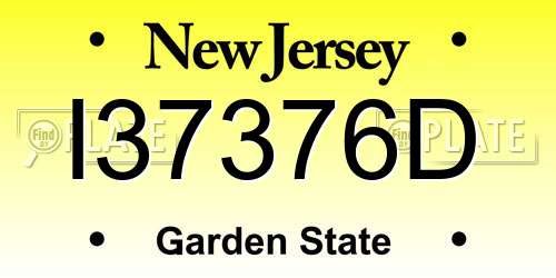 I37376D New Jersey License Plate