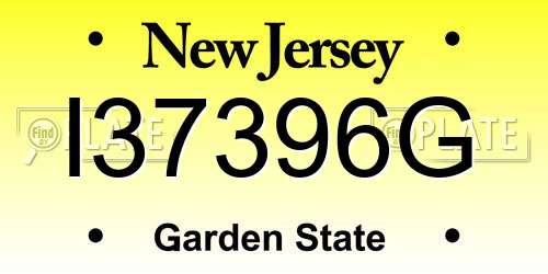 I37396G New Jersey License Plate
