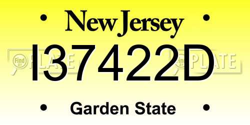 I37422D New Jersey License Plate