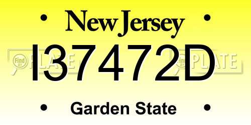I37472D New Jersey License Plate