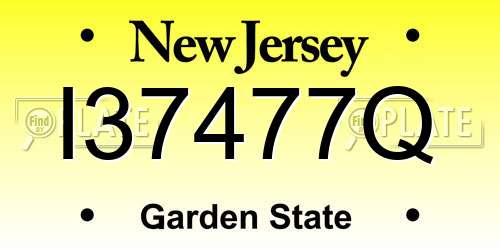 I37477Q New Jersey License Plate