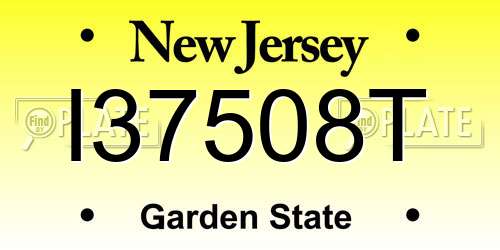 I37508T New Jersey License Plate