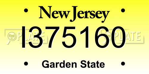 I375160 New Jersey License Plate