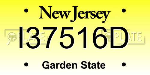 I37516D New Jersey License Plate