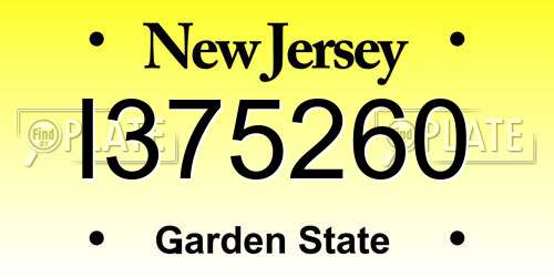 I375260 New Jersey License Plate