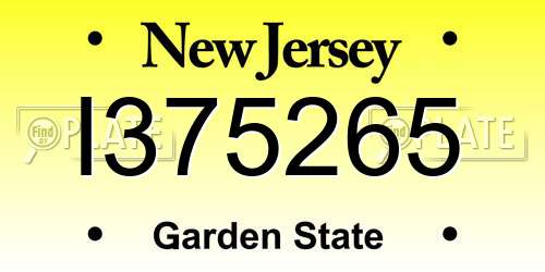 I375265 New Jersey License Plate
