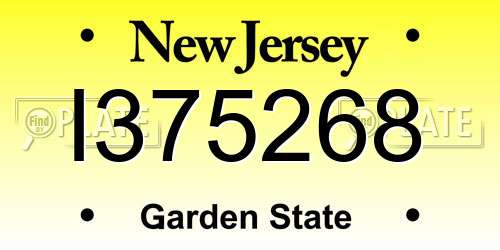 I375268 New Jersey License Plate