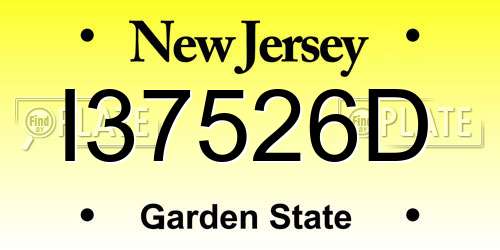 I37526D New Jersey License Plate