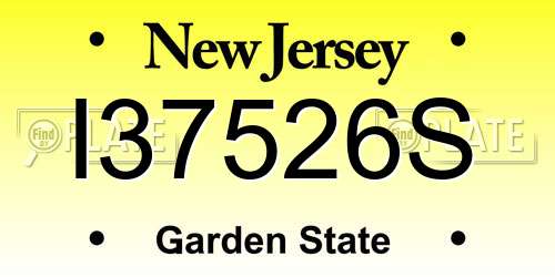 I37526S New Jersey License Plate
