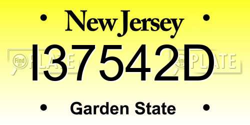 I37542D New Jersey License Plate