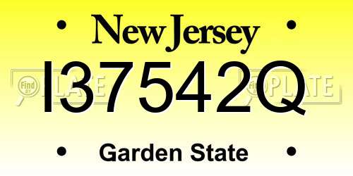 I37542Q New Jersey License Plate