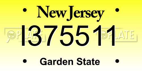 I375511 New Jersey License Plate
