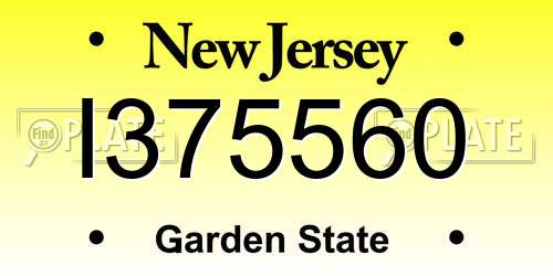 I375560 New Jersey License Plate