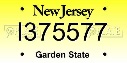 I375577 New Jersey License Plate