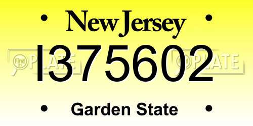 I375602 New Jersey License Plate