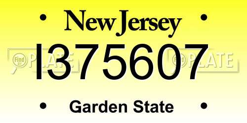 I375607 New Jersey License Plate